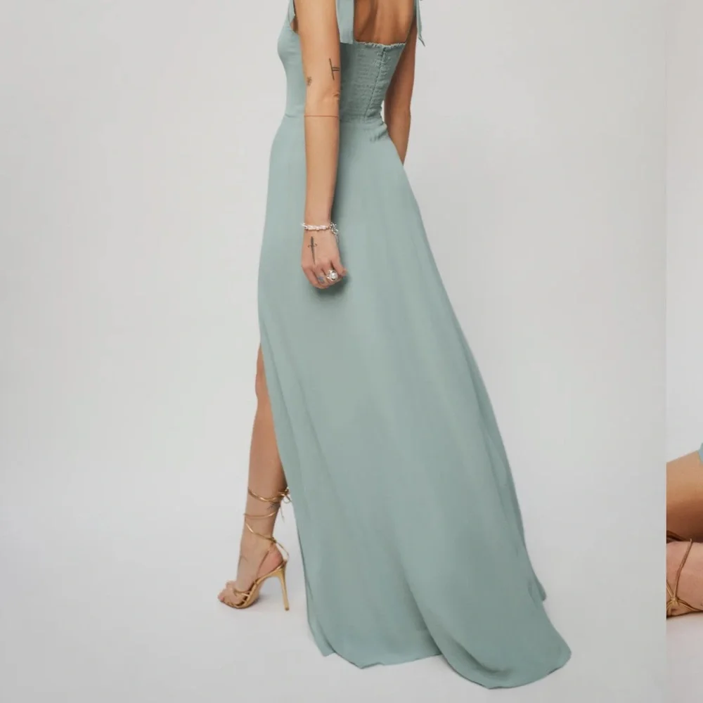 NWT Reformation Celadon Green Westerly Tie Strap Maxi Dress Size 6 - Picture 4 of 13